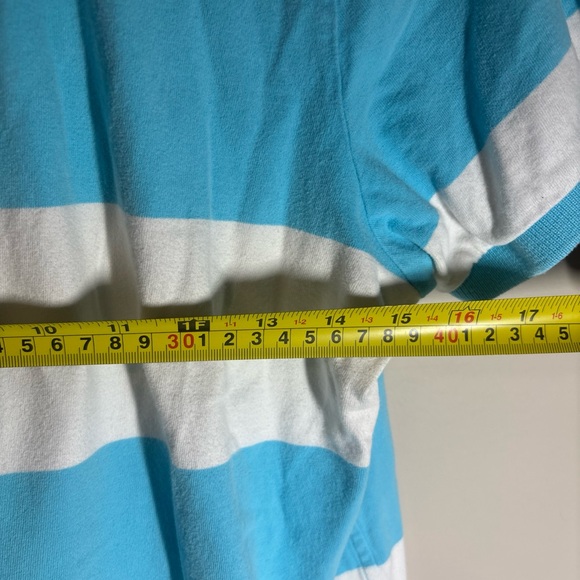 Abercrombie & Fitch Aqua and White Striped Polo - Picture 7 of 8